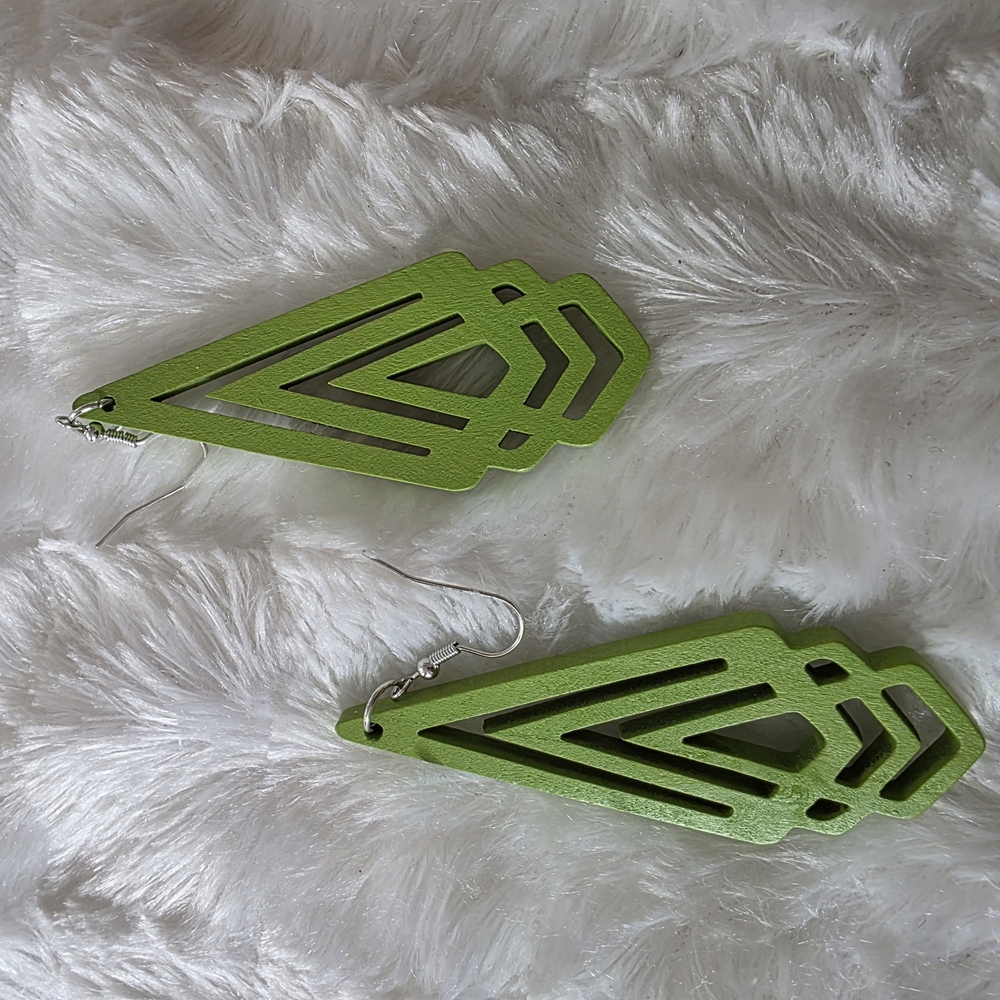 Vibrant Green Geometric Earrings